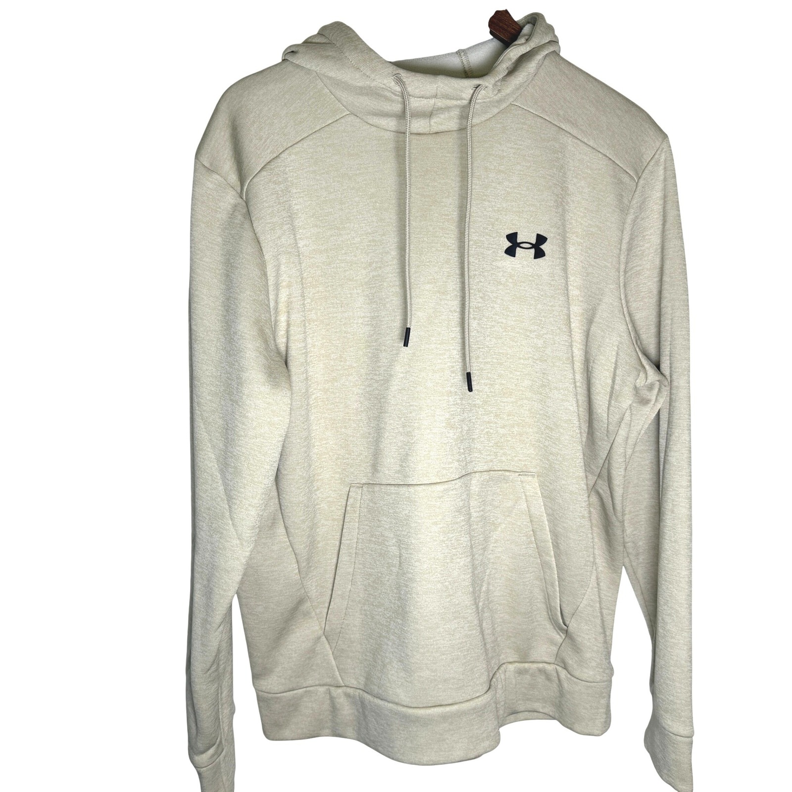 Under Armour Mens Rival Fleece Hoodie Beige Heather Loose Fit Pullover Lg